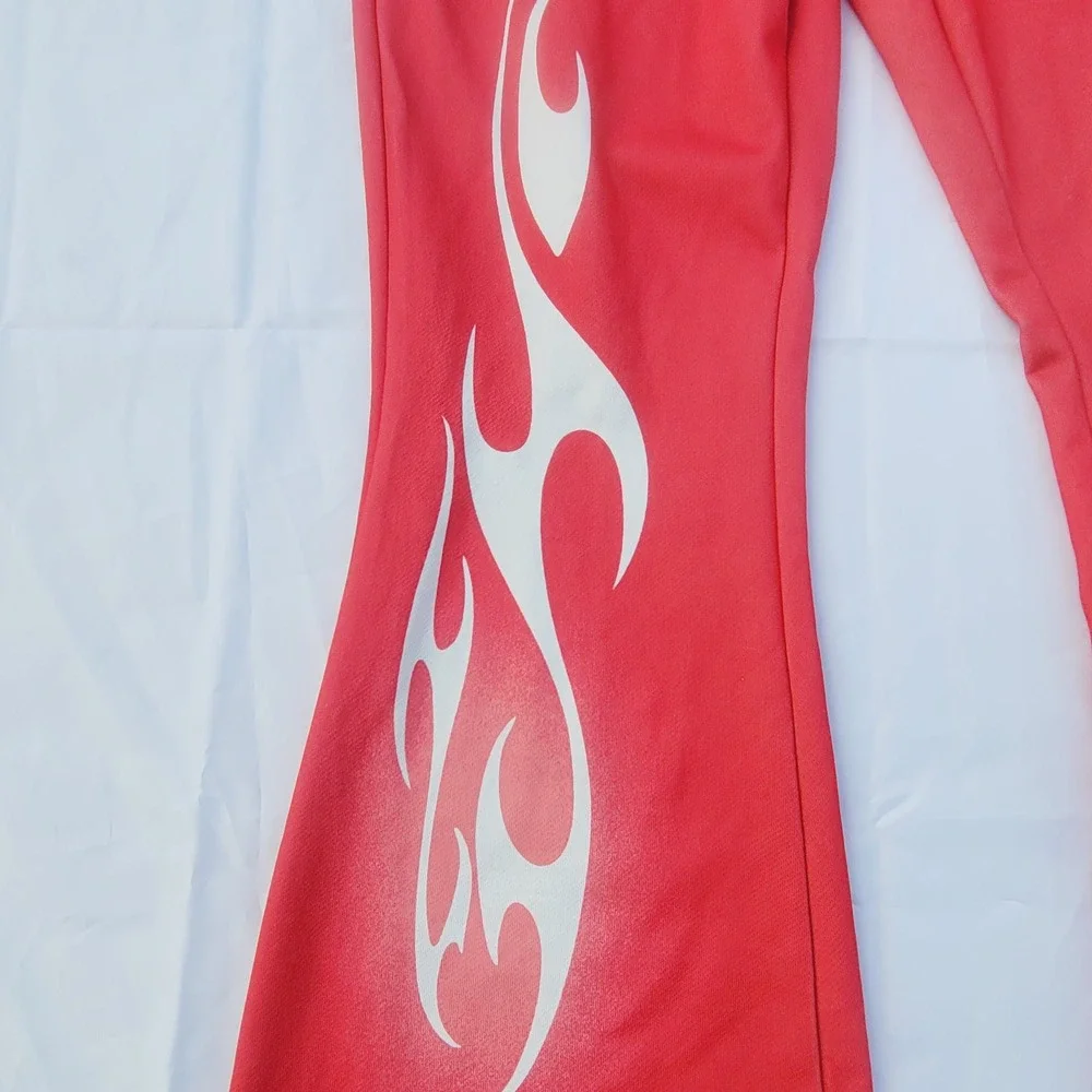 I Fear God Flared Sweatpants Mens sz Small Red Flame Graphic Streetwear P03